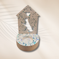 422_Keramik Teelicht Hundeschatten Glitzer blau
