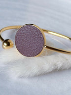 Gold Stainless Steel Bracelet with Leather