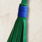 Dog Whistle Keychain with Leather Tassel & Paw Print - Blue/Green