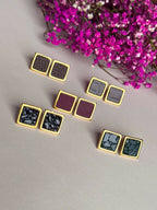 Gold Leather Stud Earrings
