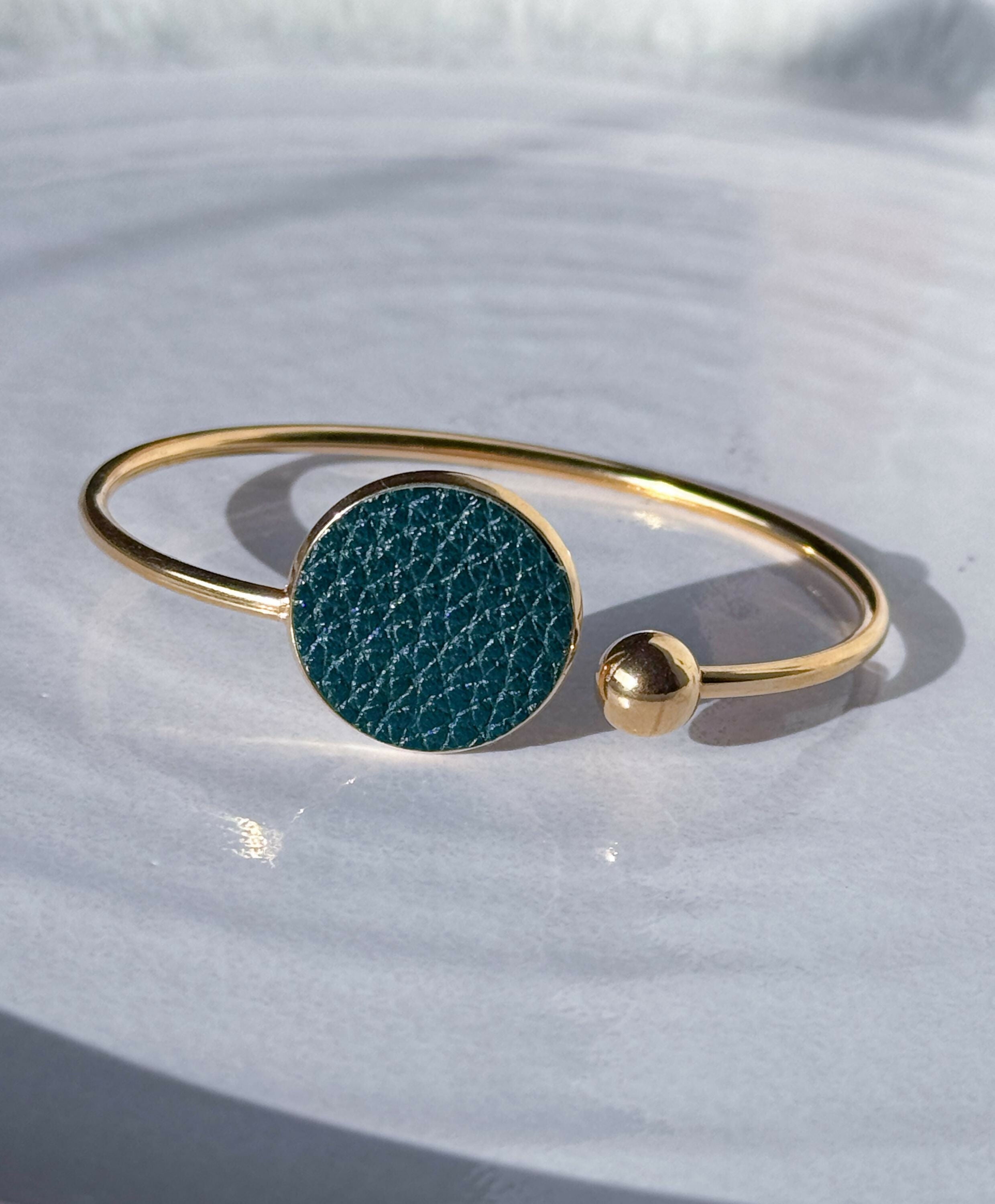 Gold Stainless Steel Bracelet with Leather