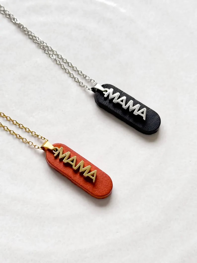 Mama Necklace - Leather and Stainless Steel