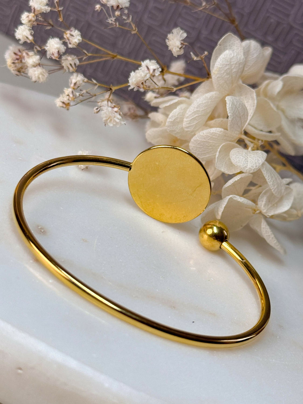 Gold Stainless Steel Bracelet with Leather