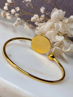 Gold Stainless Steel Bracelet with Leather