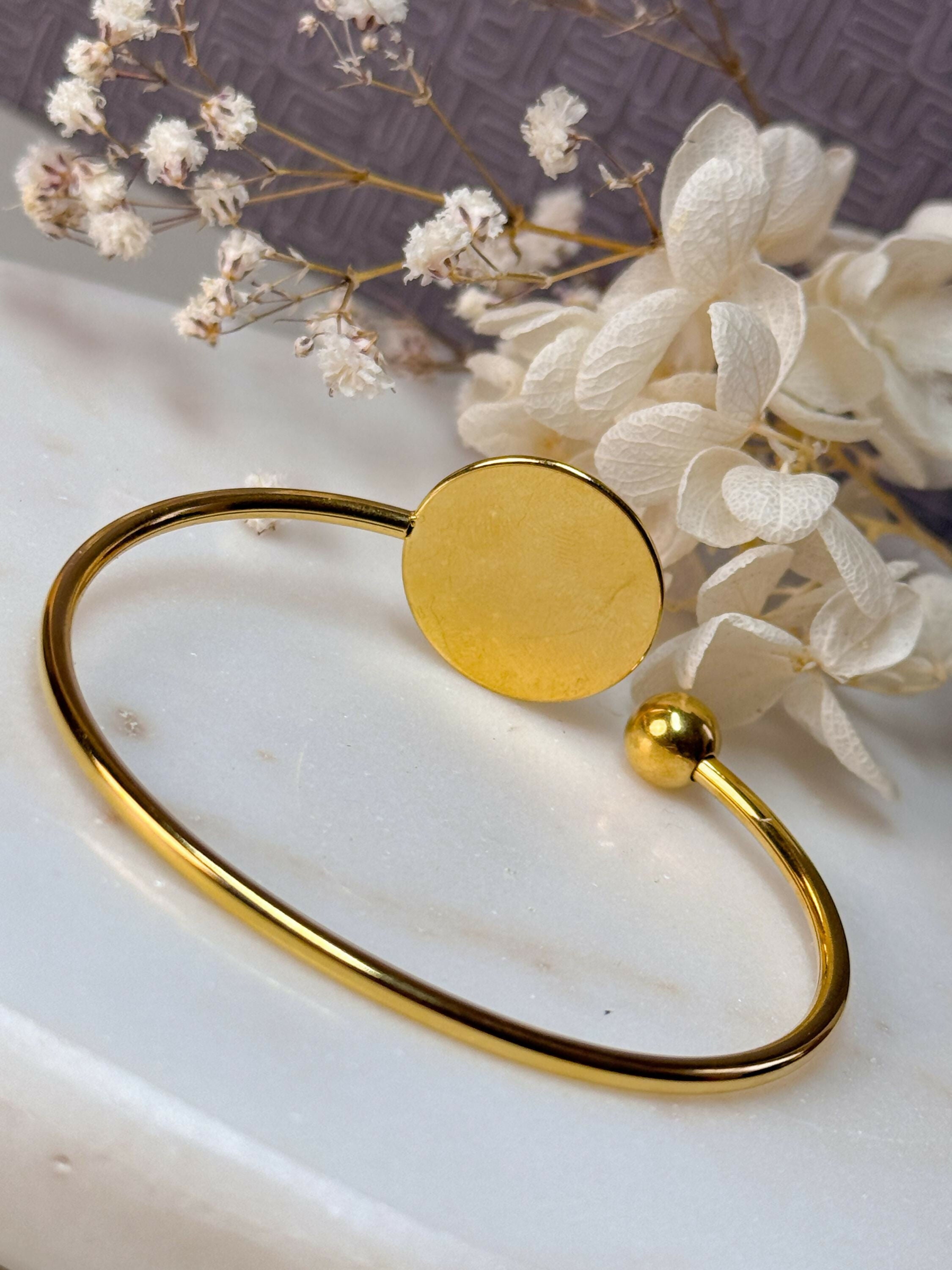 Gold Stainless Steel Bracelet with Leather