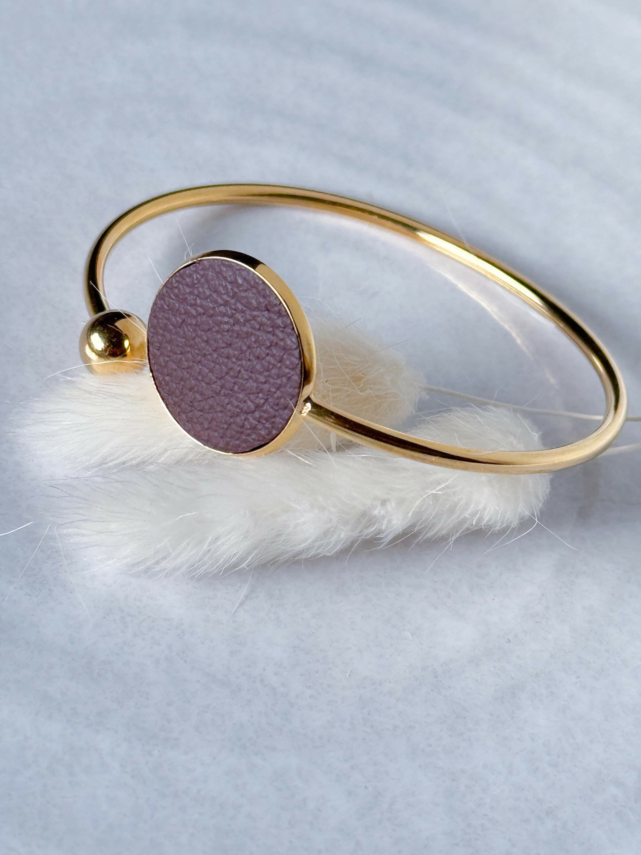 Gold Stainless Steel Bracelet with Leather