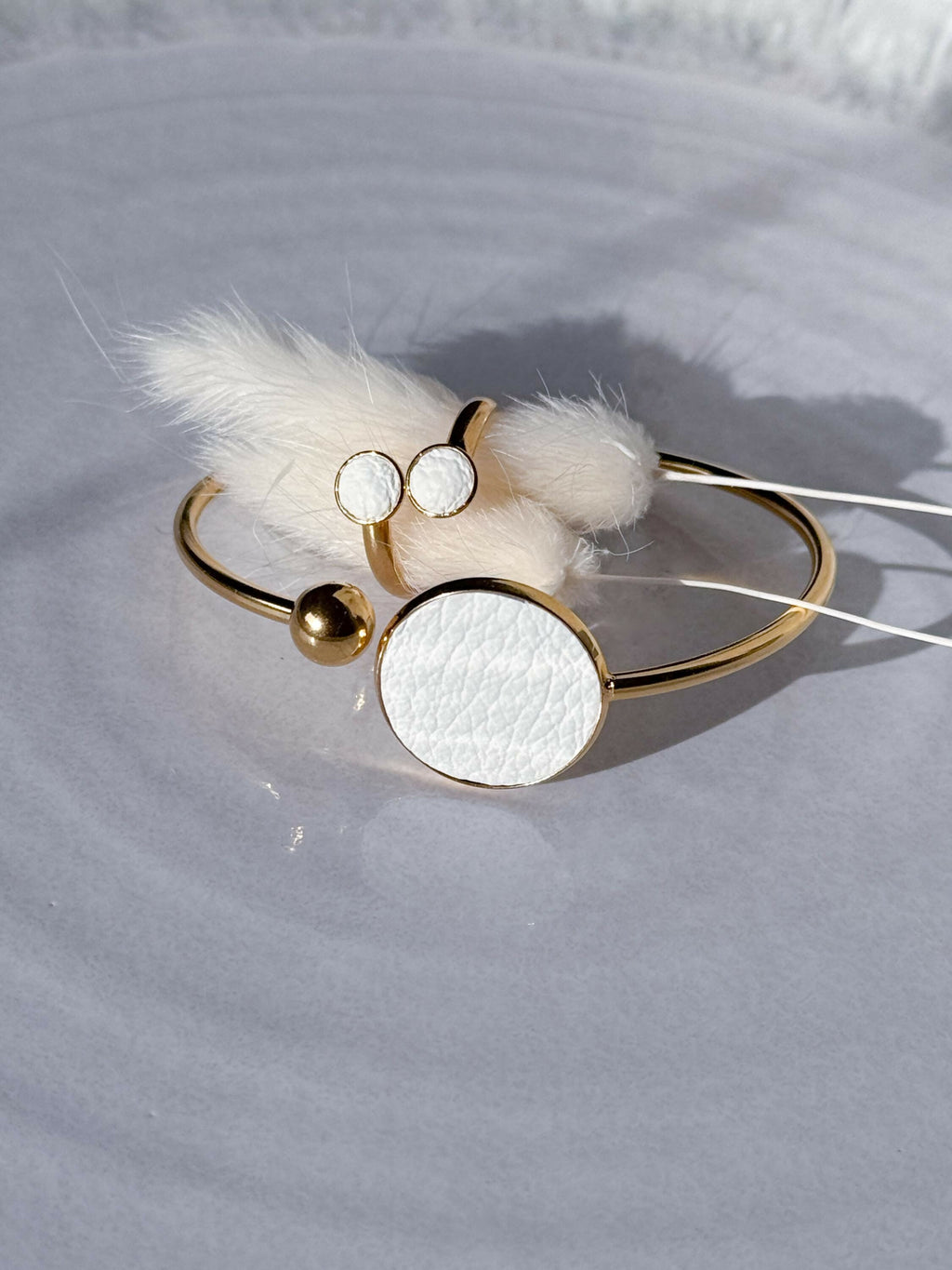 Gold Stainless Steel Bracelet with Leather