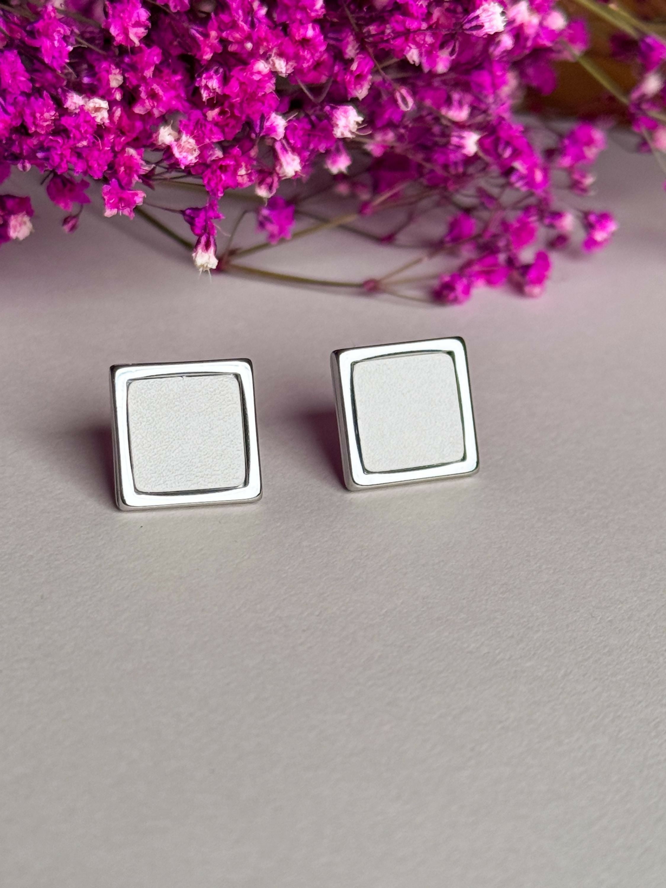 Silver Stainless Steel Stud Earrings