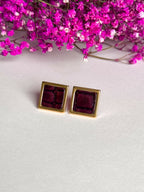 Gold Leather Stud Earrings