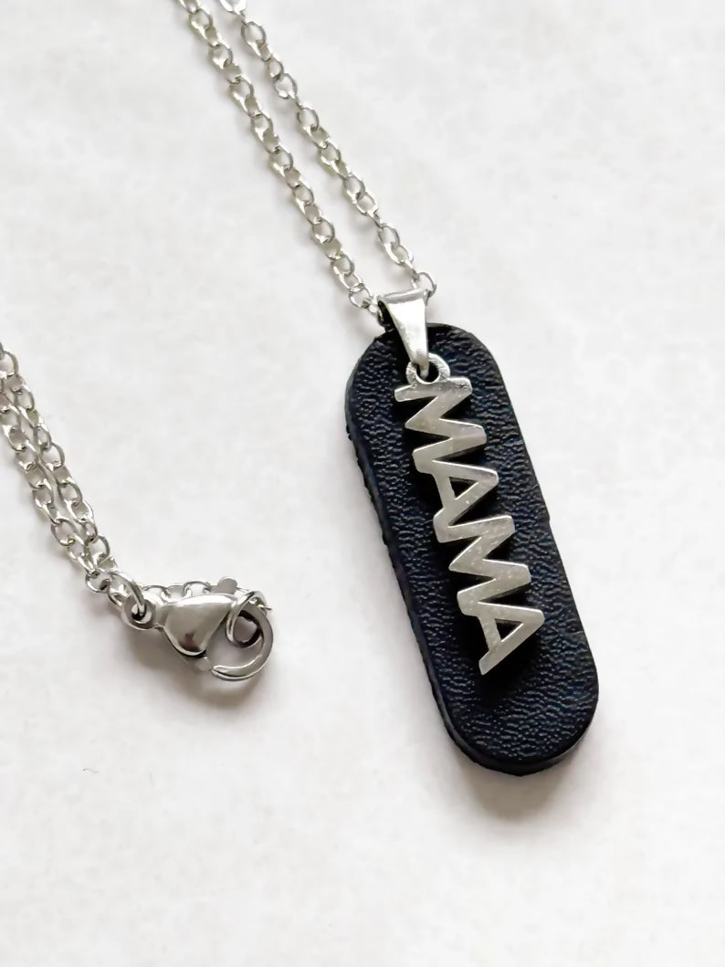 Mama Necklace - Leather and Stainless Steel