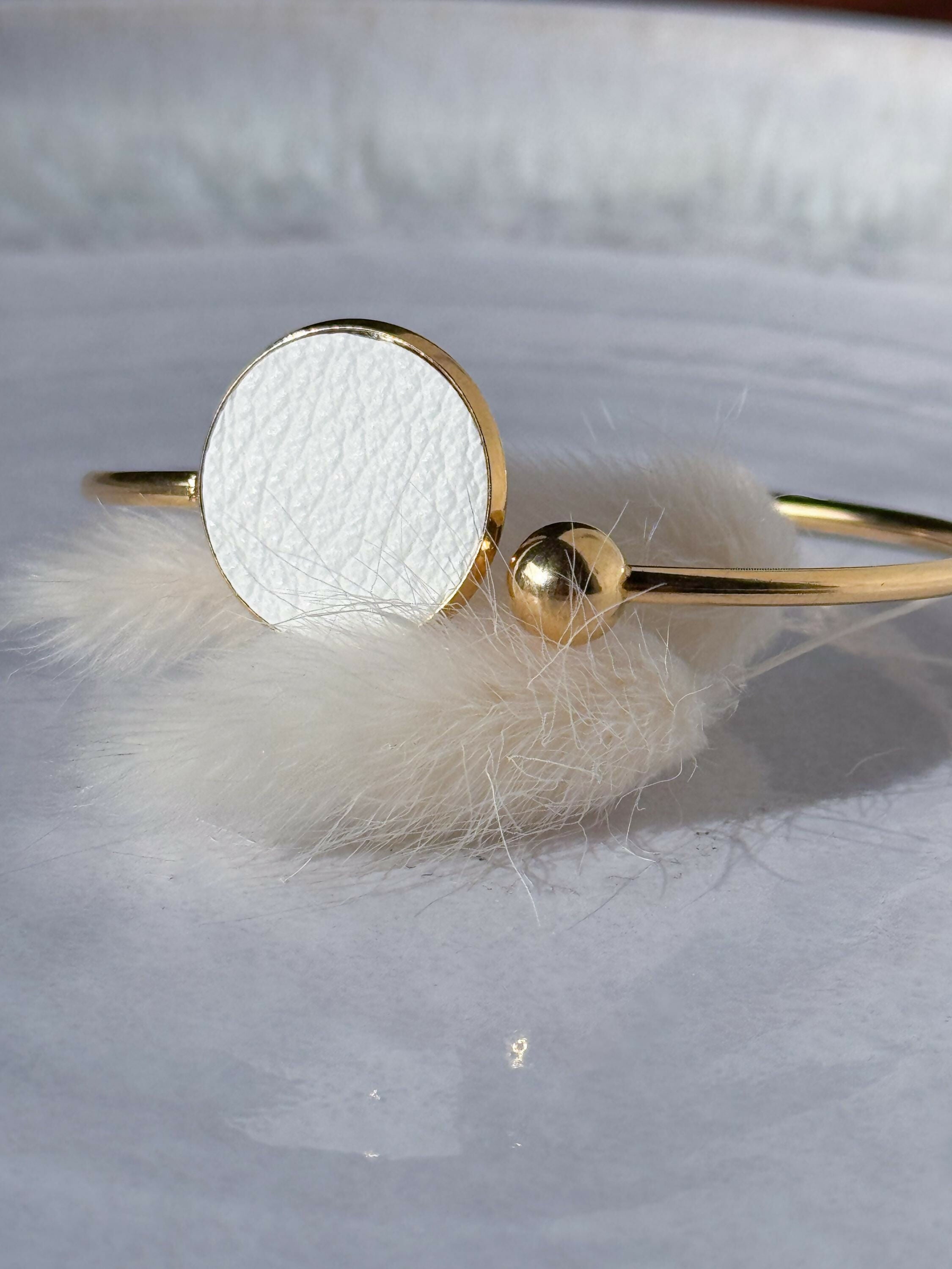 Gold Stainless Steel Bracelet with Leather