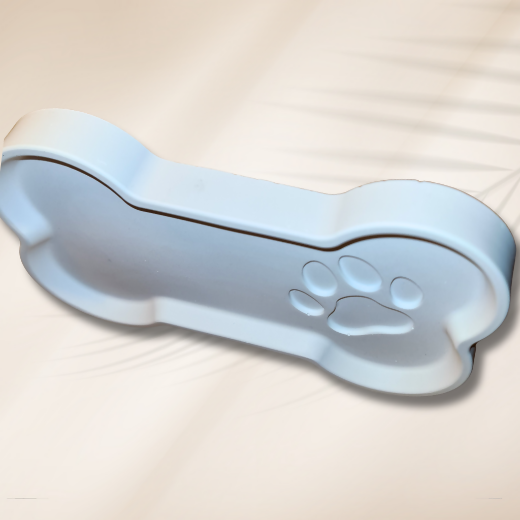 Jewelry Bowl Dog Bone with Paw, White