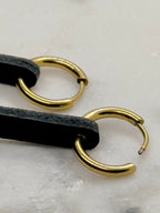 Leather Earrings Set Gold or Silver - 5 Interchangeable Geometric Pendants