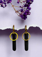 Leather Earrings Set Gold or Silver - 5 Interchangeable Geometric Pendants