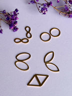 Leather Earrings Set Gold or Silver - 5 Interchangeable Geometric Pendants