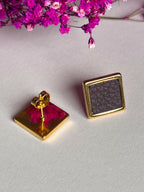Gold Leather Stud Earrings