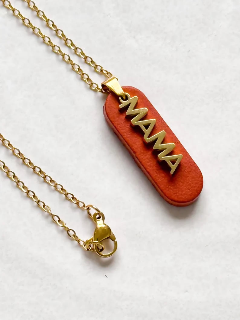 Mama Necklace - Leather and Stainless Steel