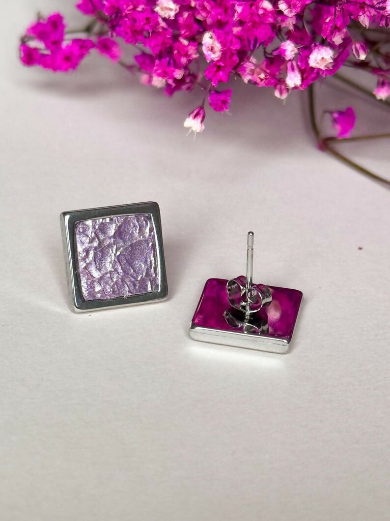 Silver Stainless Steel Stud Earrings