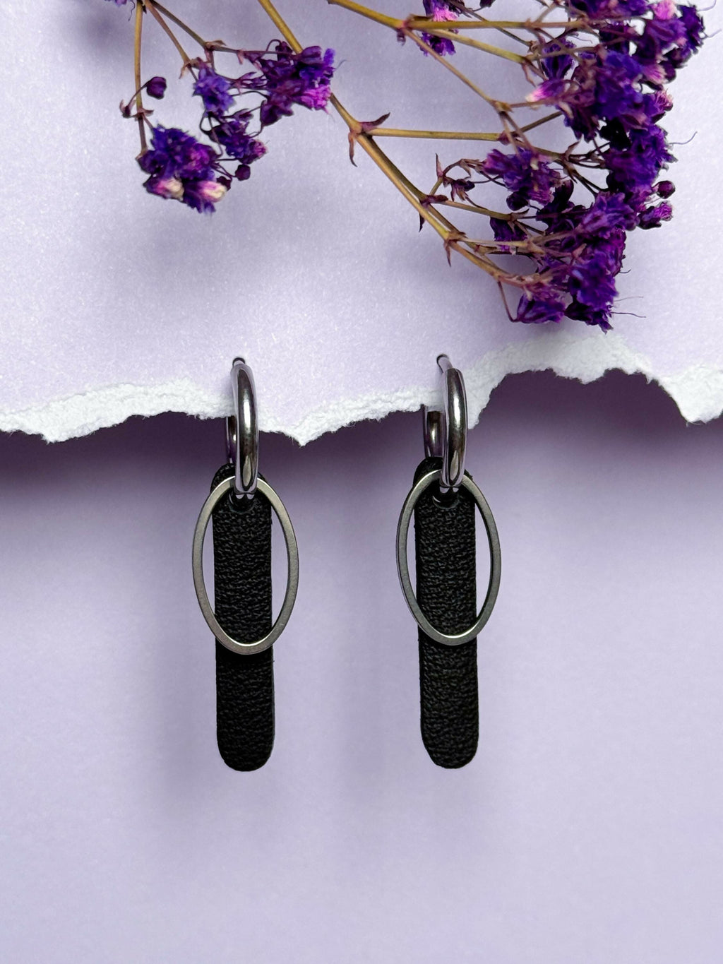 Leather Earrings Set Gold or Silver - 5 Interchangeable Geometric Pendants