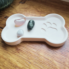 Jewelry Bowl Dog Bone with Paw, White