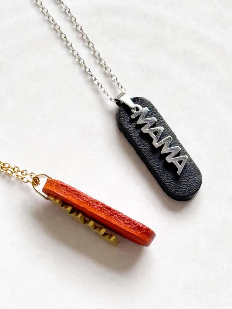 Mama Necklace - Leather and Stainless Steel