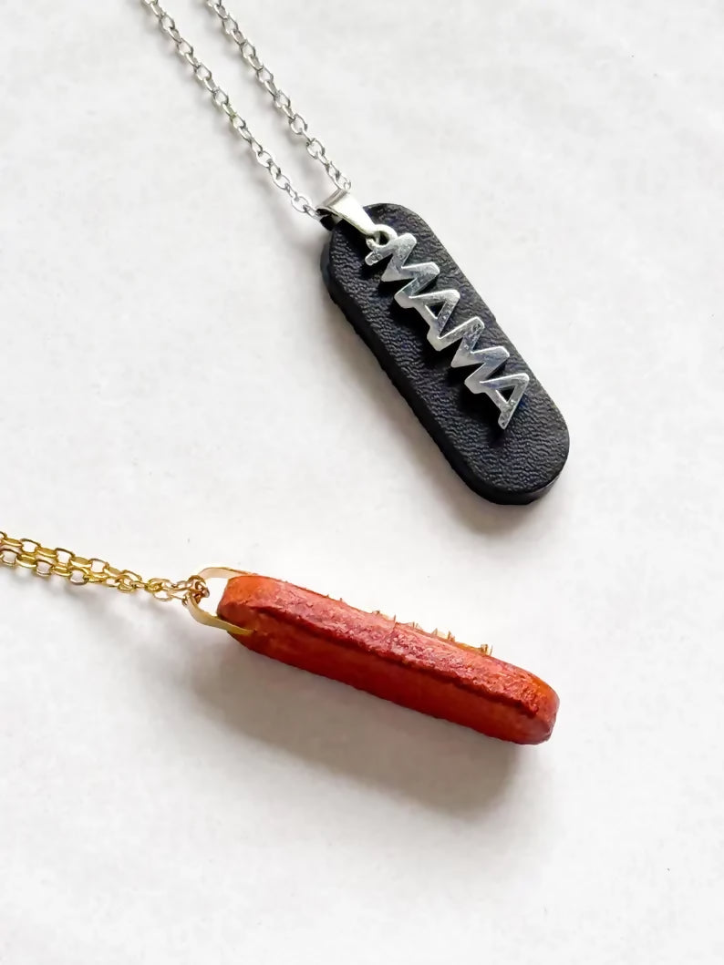 Mama Necklace - Leather and Stainless Steel