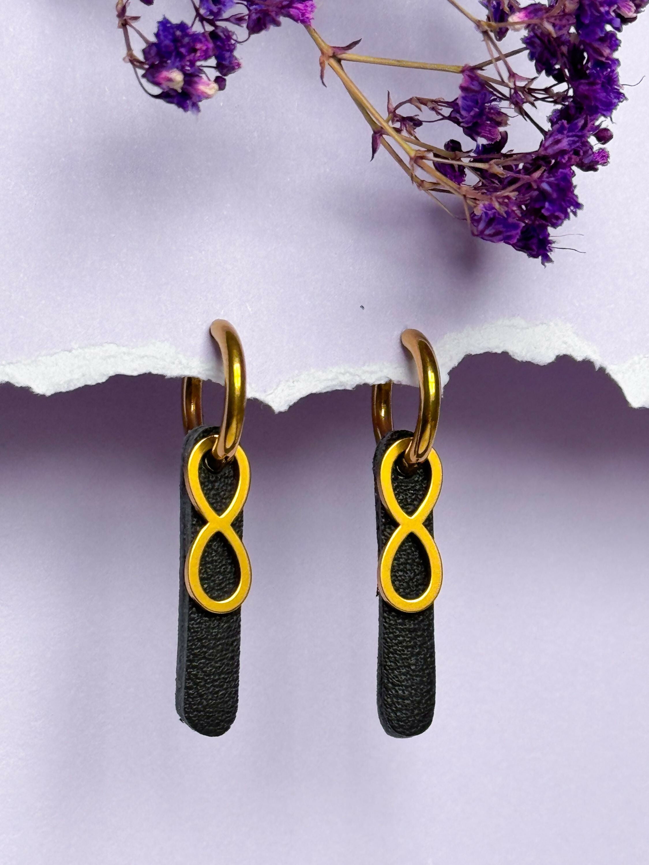 Leather Earrings Set Gold or Silver - 5 Interchangeable Geometric Pendants