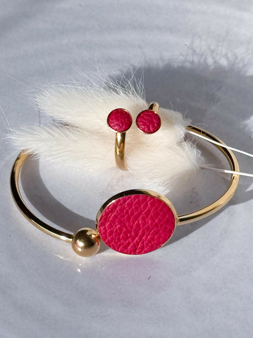Gold Stainless Steel Bracelet with Leather