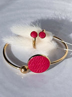 Gold Stainless Steel Bracelet with Leather