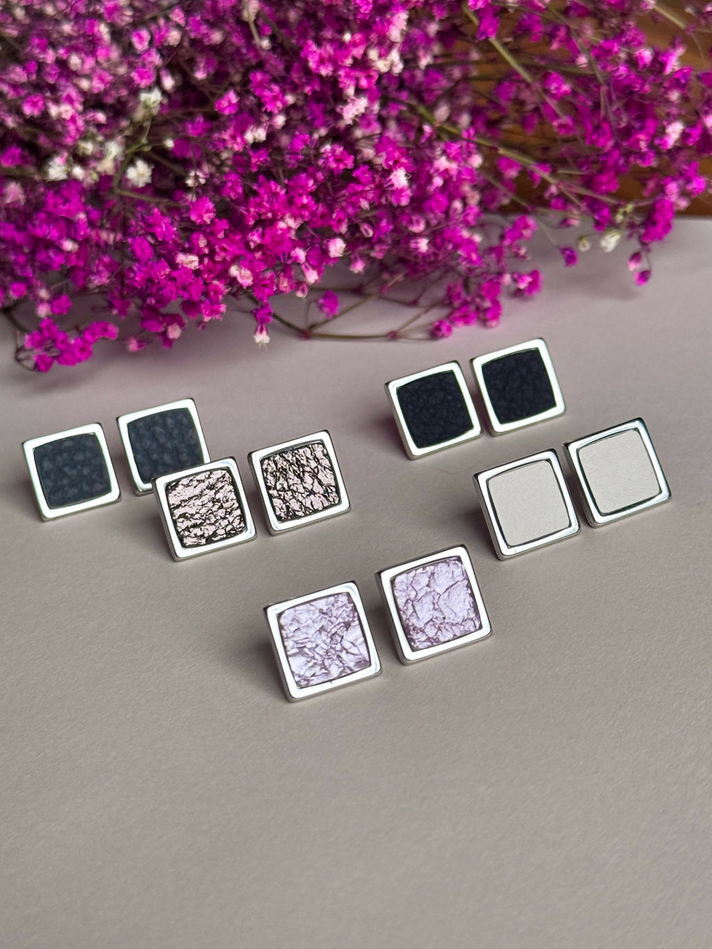 Silver Stainless Steel Stud Earrings