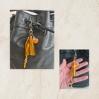 Dog Whistle Bag Charm with Leather Tassel & Paw Print - Yellow/Orange
