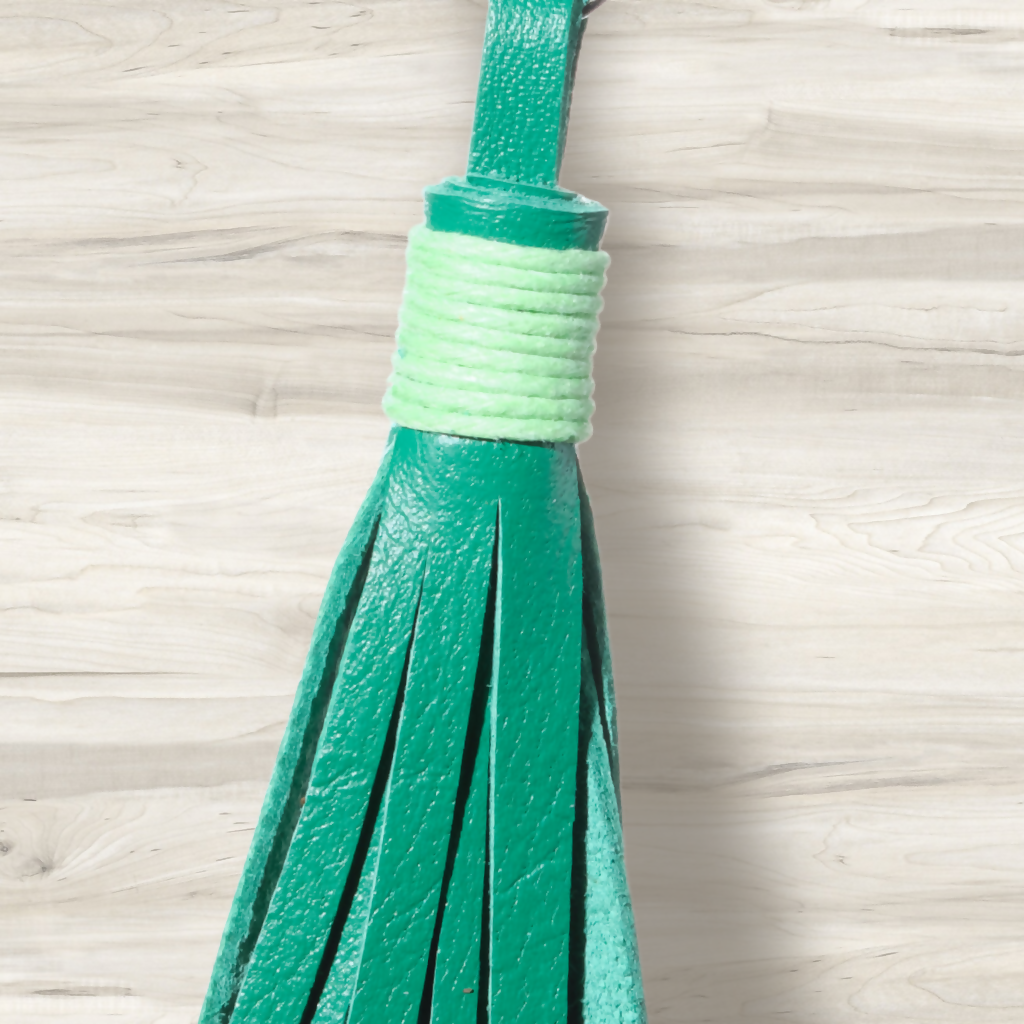 Vizsla Accessory Pendant with Leather Tassel - Green