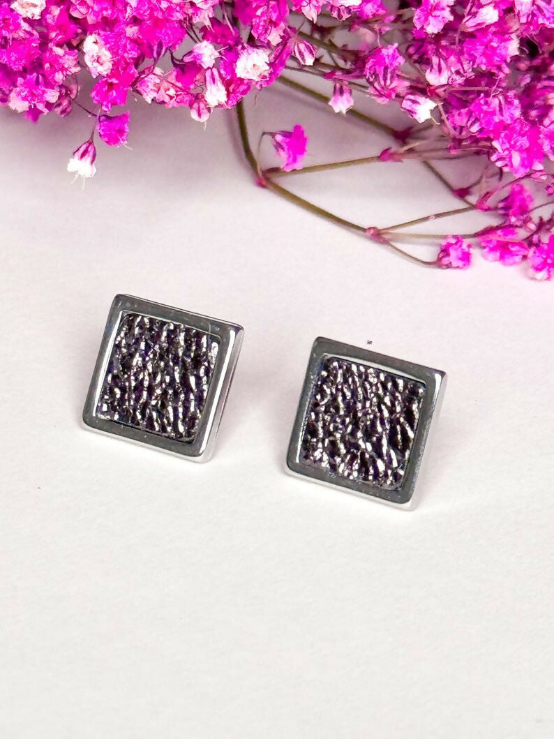 Silver Stainless Steel Stud Earrings
