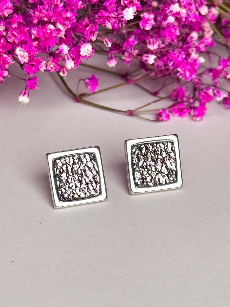 Silver Stainless Steel Stud Earrings