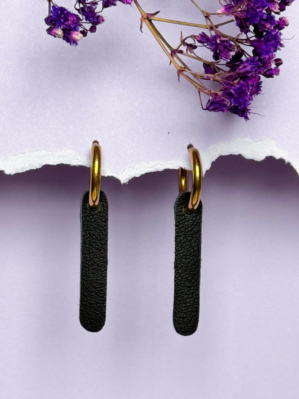 Leather Earrings Set Gold or Silver - 5 Interchangeable Geometric Pendants