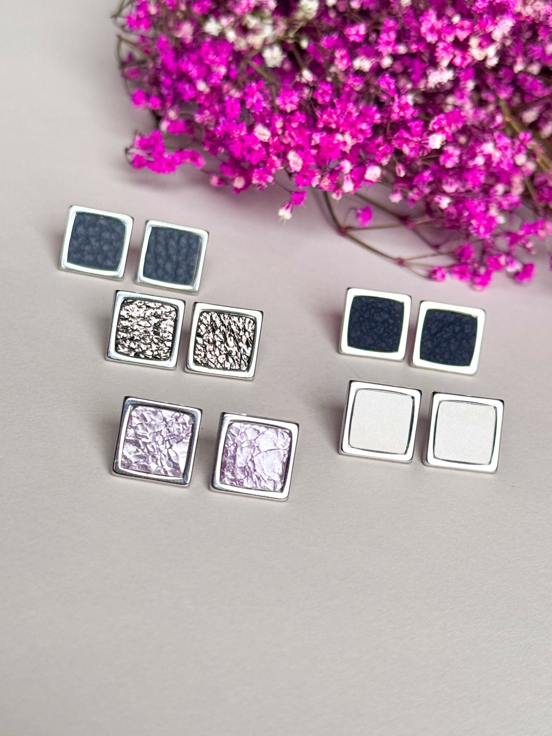 Silver Stainless Steel Stud Earrings