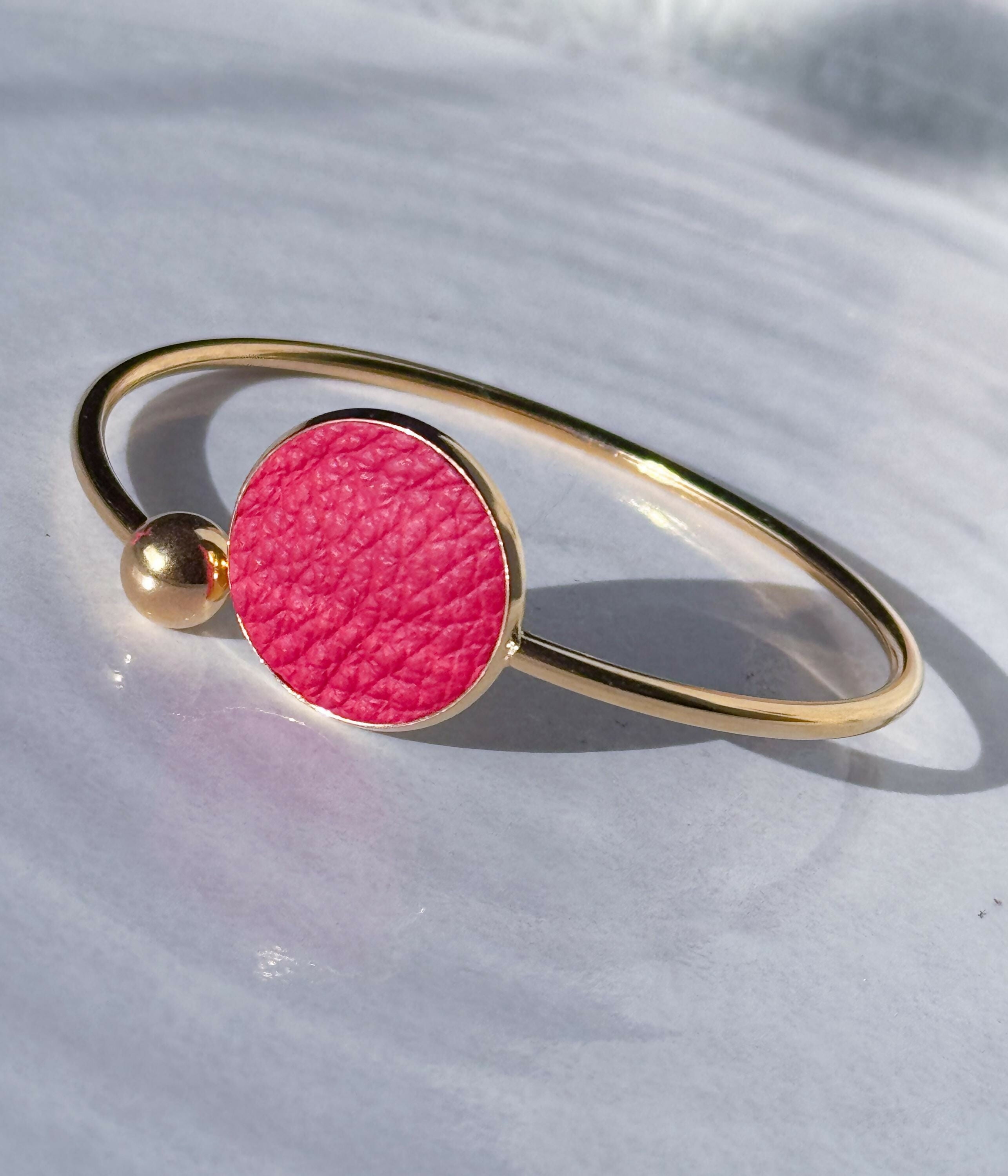 Gold Stainless Steel Bracelet with Leather