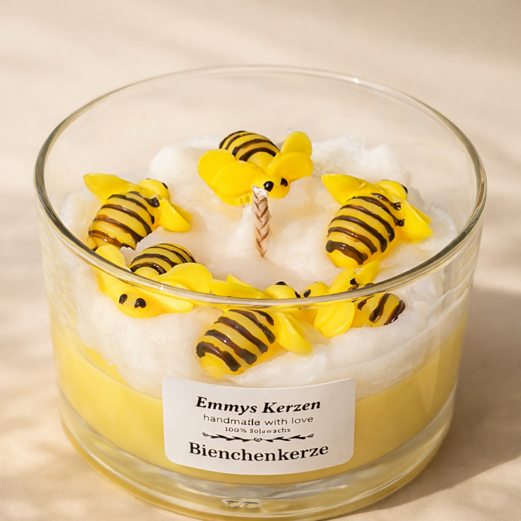 Bee candle in glass - handmade with soy wax