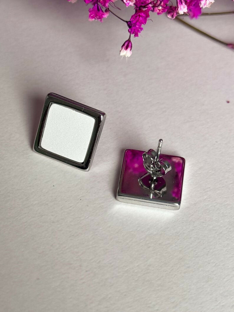 Silver Stainless Steel Stud Earrings