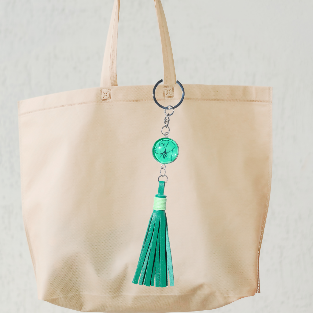 Vizsla Accessory Pendant with Leather Tassel - Green