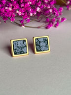Gold Leather Stud Earrings